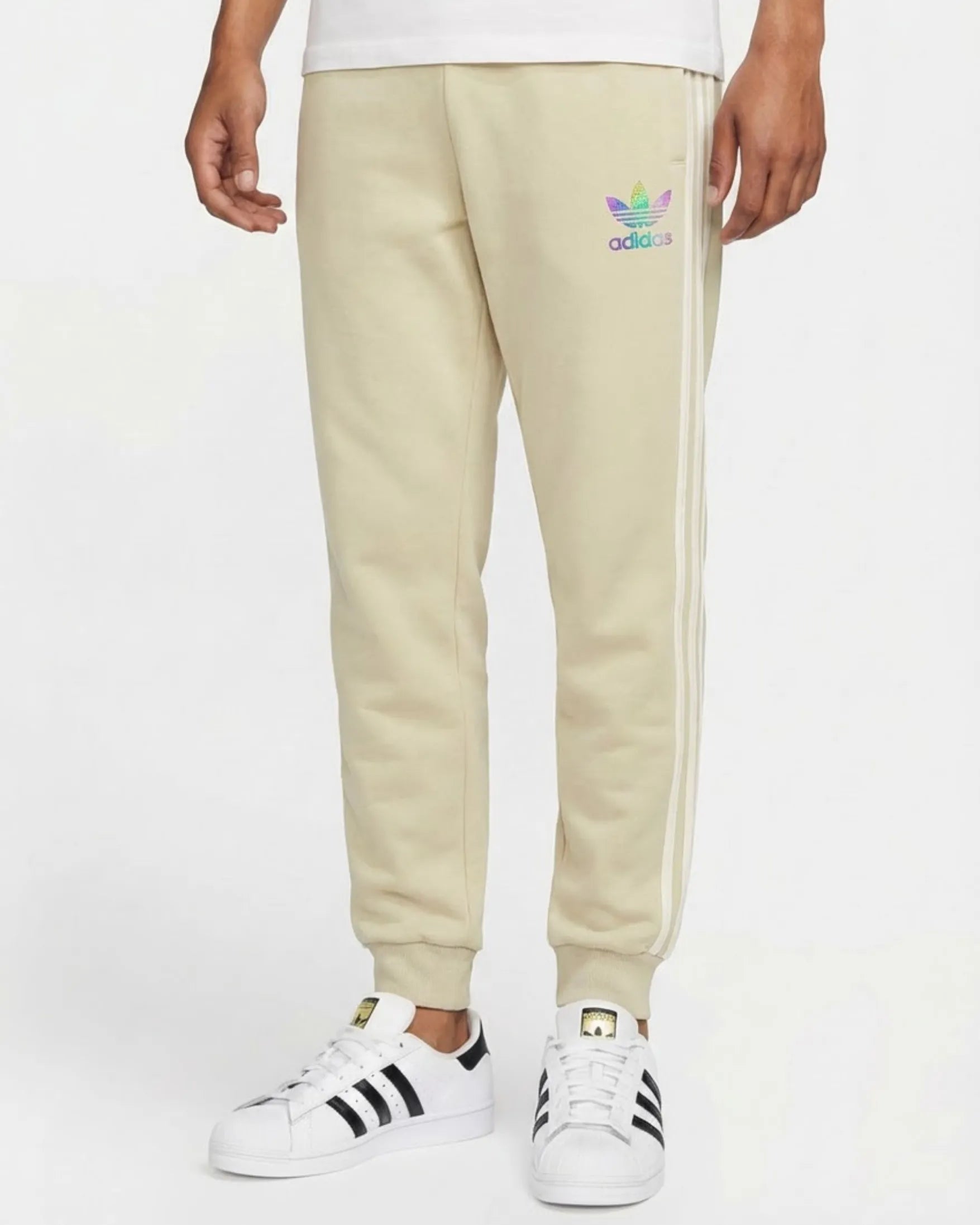 Sudadera Algodon Ad1das 3 Bandas Crema