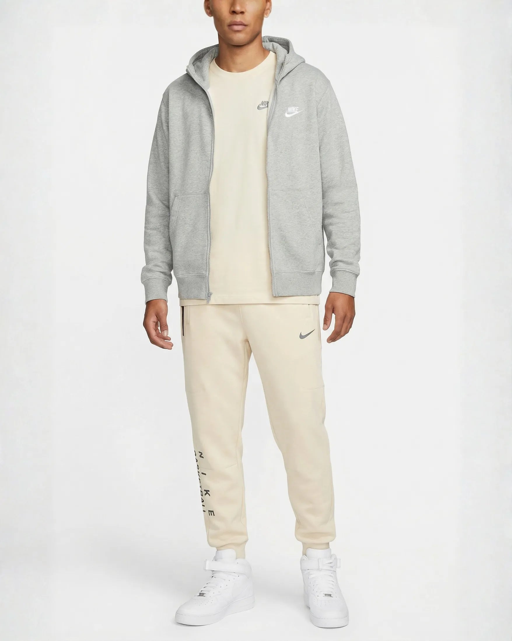 Sudadera Algodon N1ke Basketball Crema