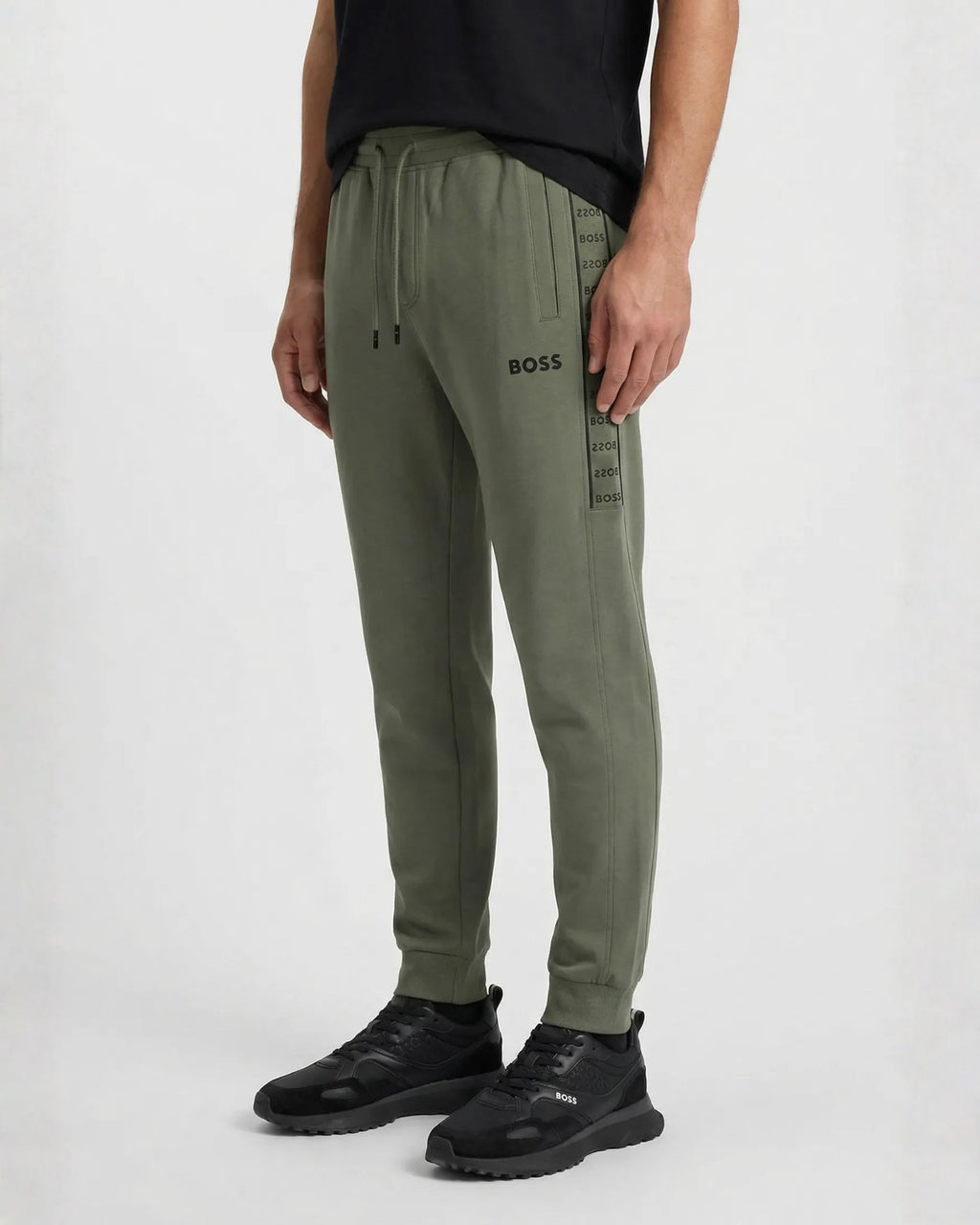 Sudadera Algodon B0SS Relaxed Verde Militar
