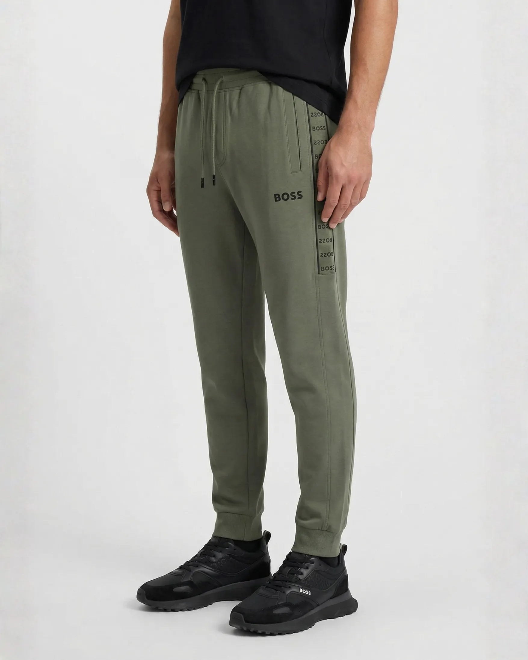 Sudadera Algodon B0SS Relaxed Verde Militar